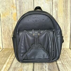 Coofit Gothic Witchy Studded Black Faux Leather Bat Punk Mini Backpack Bag